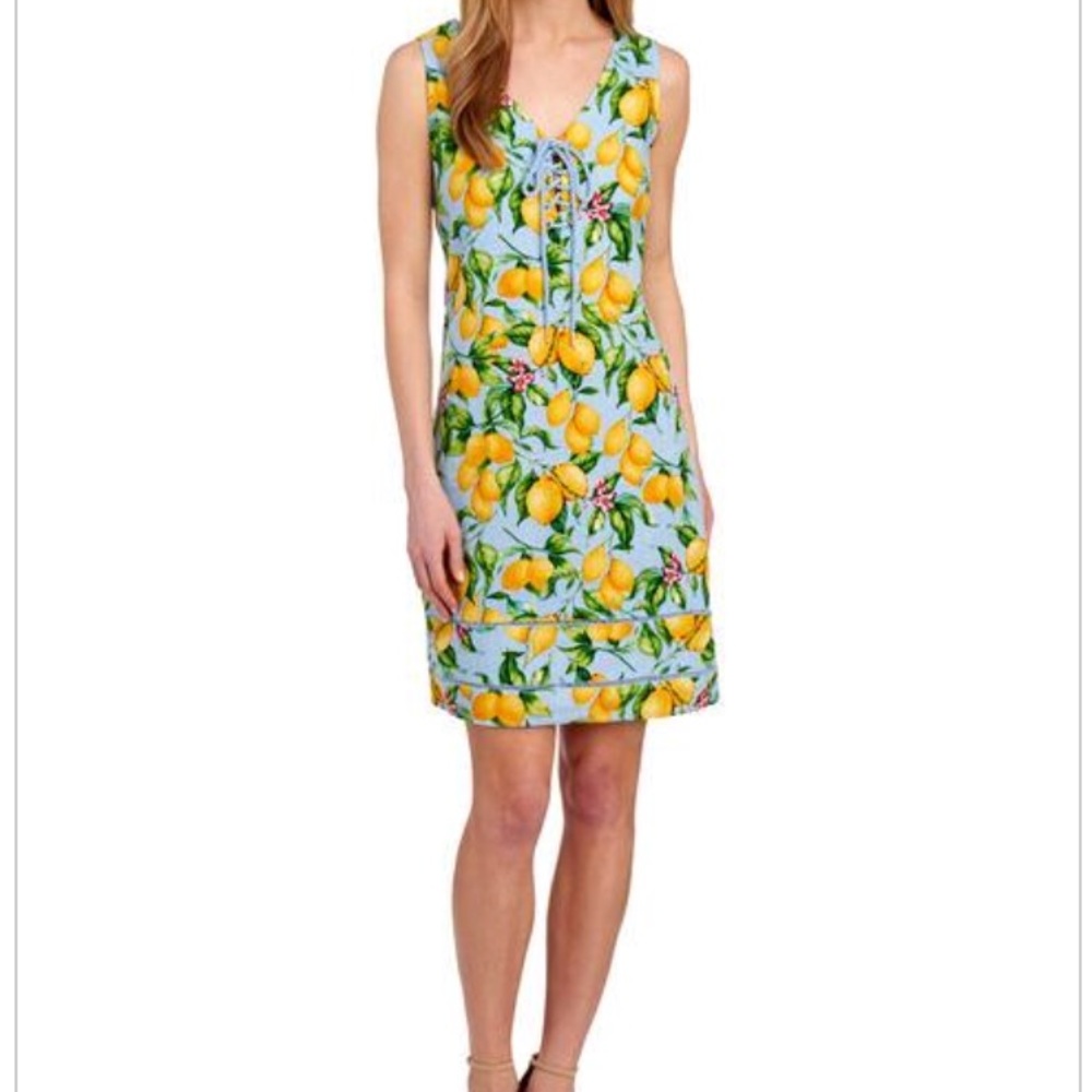 For Cynthia Lace Up Sleeveless Shift Dress